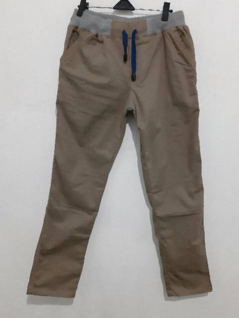 CELANA CHINO PANJANG PINGGANG KARET RIP BAHAN MELAR ( BISA COD )