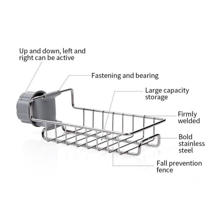 FIT Rak Gantung Stainless Dapur Keran Kitchen Sink Organizer Holder Sponge