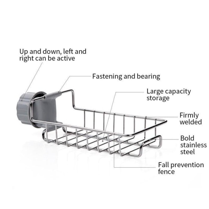 Rak Gantung Stainless Dapur Keran Kitchen Sink Organizer Holder Sponge