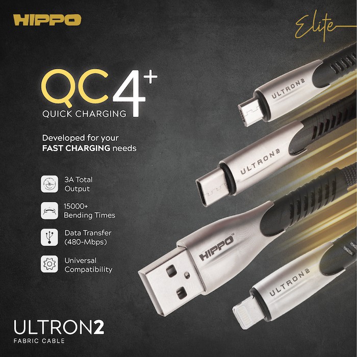 Hippo Elite Ultron 2 Micro USB Charging &amp; Data Cable 100cm - Micro USB