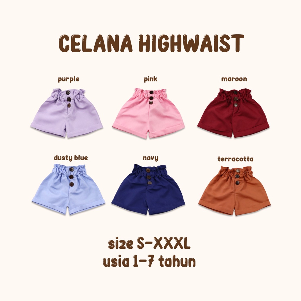 Owlet - celana pendek anak perempuan / celana anak perempuan / celana highwaist anak  / celana highwaist pendek