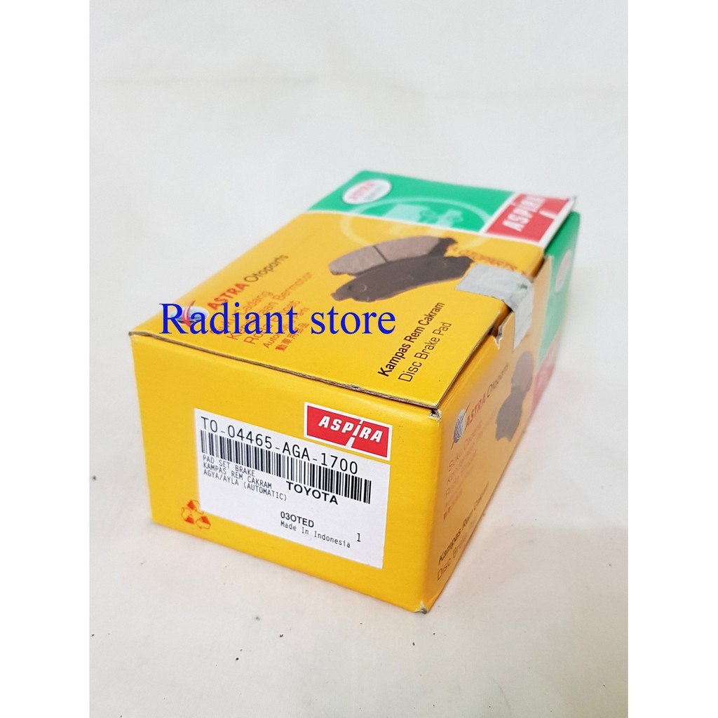 Kampas Rem Depan toyota Agya Ayla Matic aspira