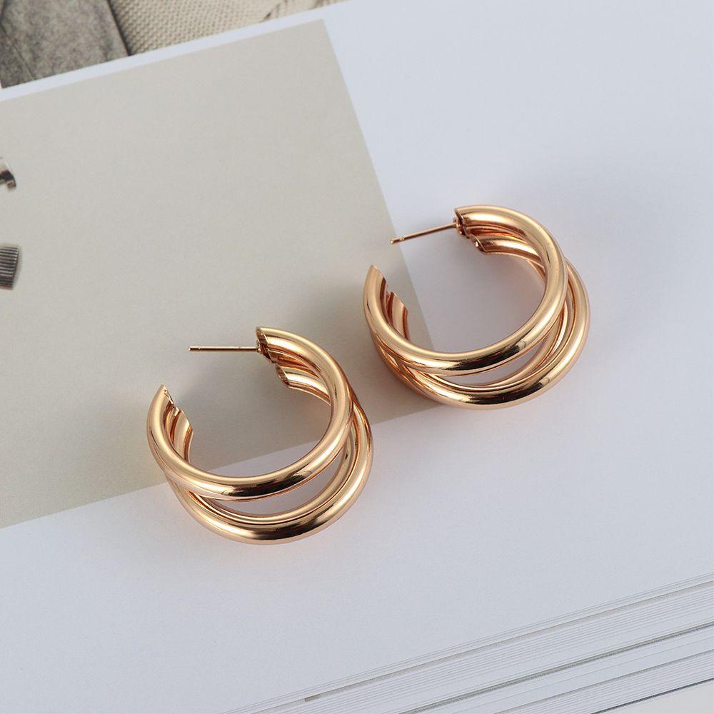 Anting Hoop LILY Perhiasan Fashion Baru Sederhana Trendi Minimalis Tabung Tebal