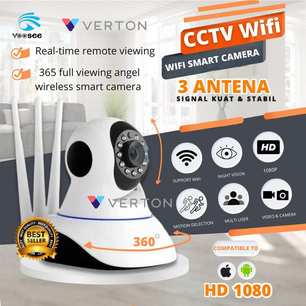 IP Camera CCTV 3 Antena Yoosee Wireless IP Camera 1080 HD 3 Antena | bisa konek hp