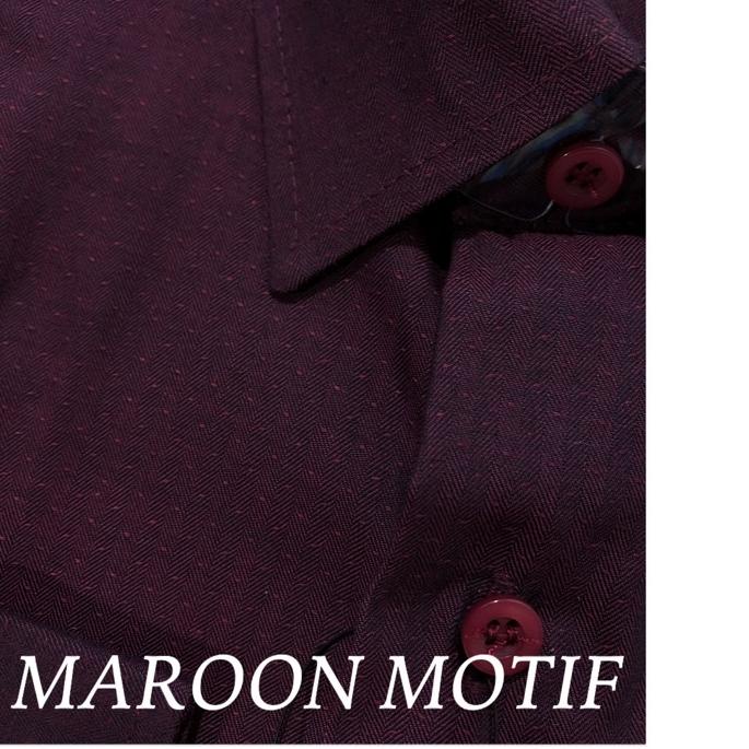 KEMEJA PRIA GREENFALO - KEMEJA POLOS LENGAN PANJANG PRIA WARNA MERAH MAROON / MERAH CABE / MAROON MO