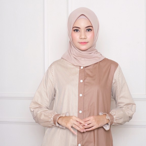 RAMEE VANIA Gamis katun garis dan polos