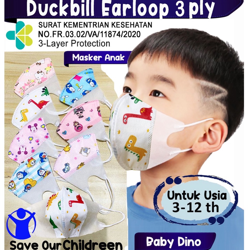 Masker Duckbill Anak | Masker Anak Duckbill 3ply | Masker Duckbill Anak Motif Lucu UniK