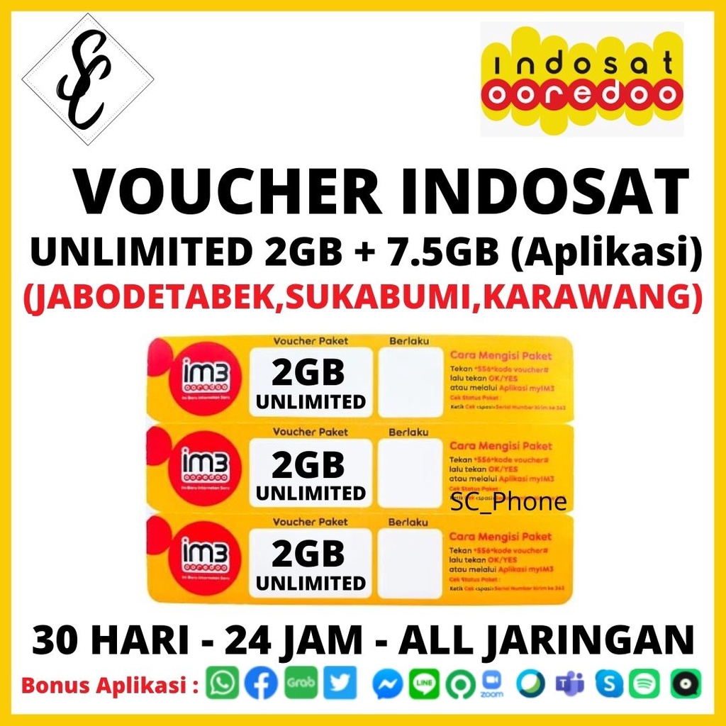 Voucher Indosat 2GB Unlimited 30hari