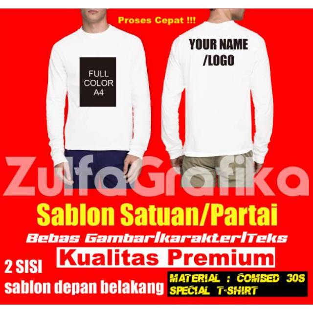 Sablon kaos foto full color lengan panjang