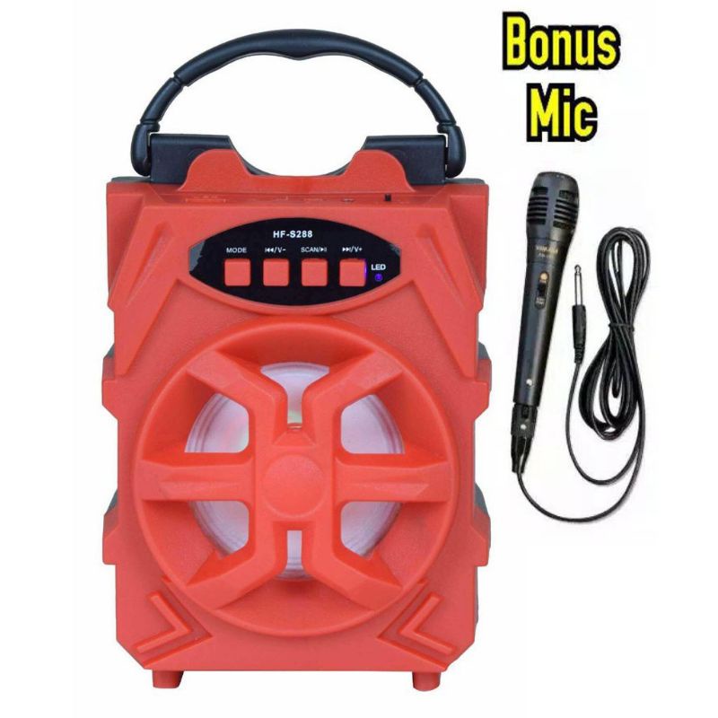 SPEAKER BLUETOOTH BONUS MIC KARAOKE/SALON PORTABLE RADIO FM USB AUX/SPEAKER WIRELESS SUPER BASS LED