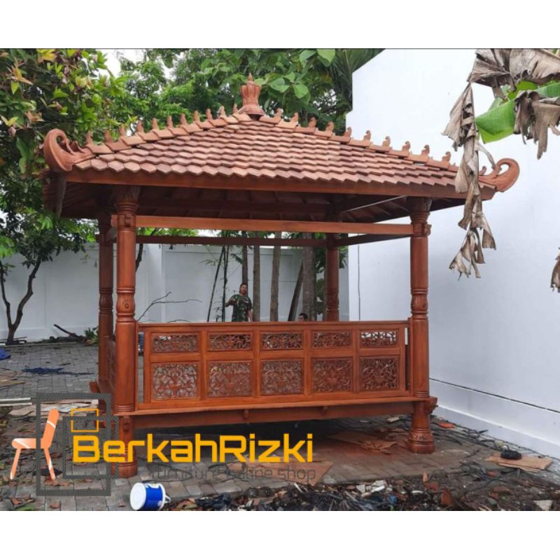 jual gazebo jati klasik tiyang cincin 3 x 3 m