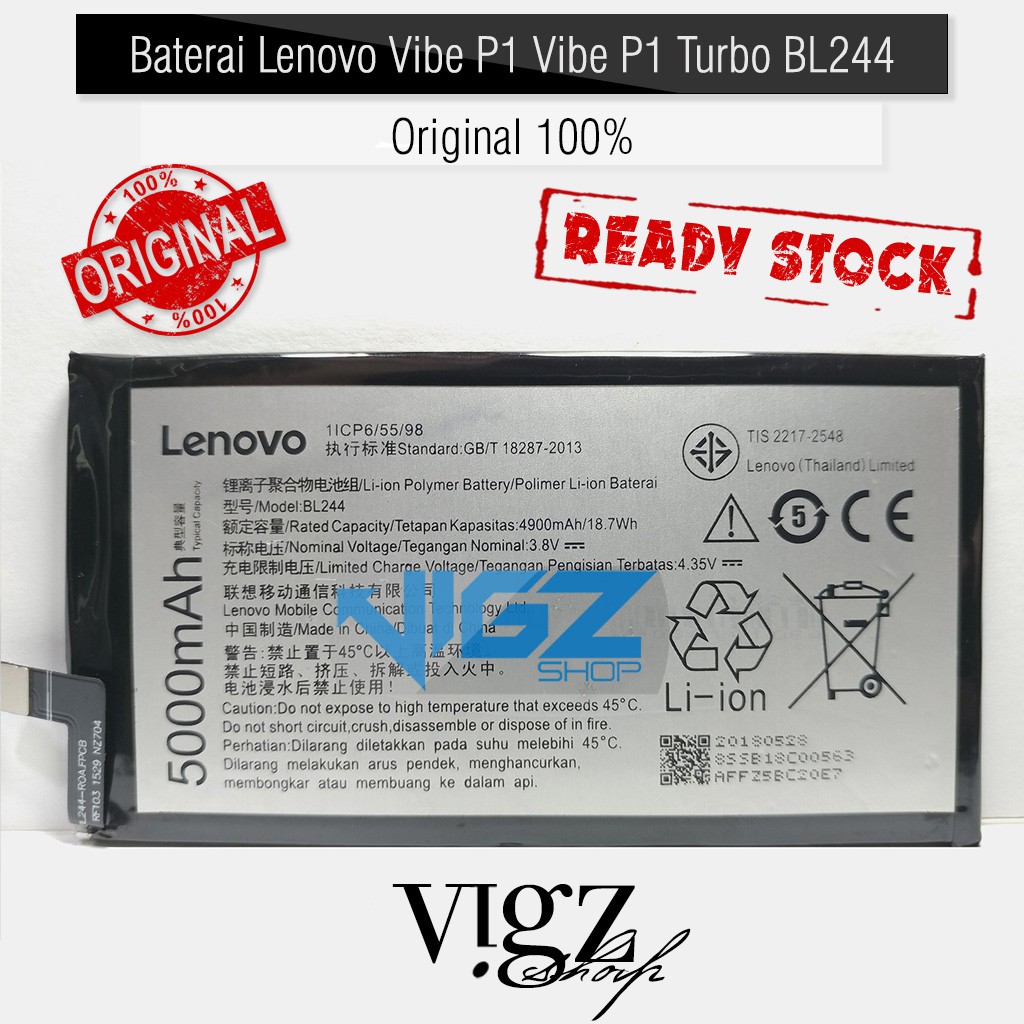 Baterai Lenovo Vibe P1 P1 Turbo BL244 Original 100%