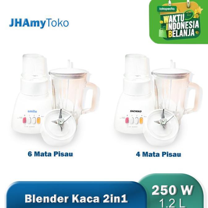 Blender Kaca 2In1 Blender Daging Buah National Smile 6 Mata Pisau - Smile - Promo 