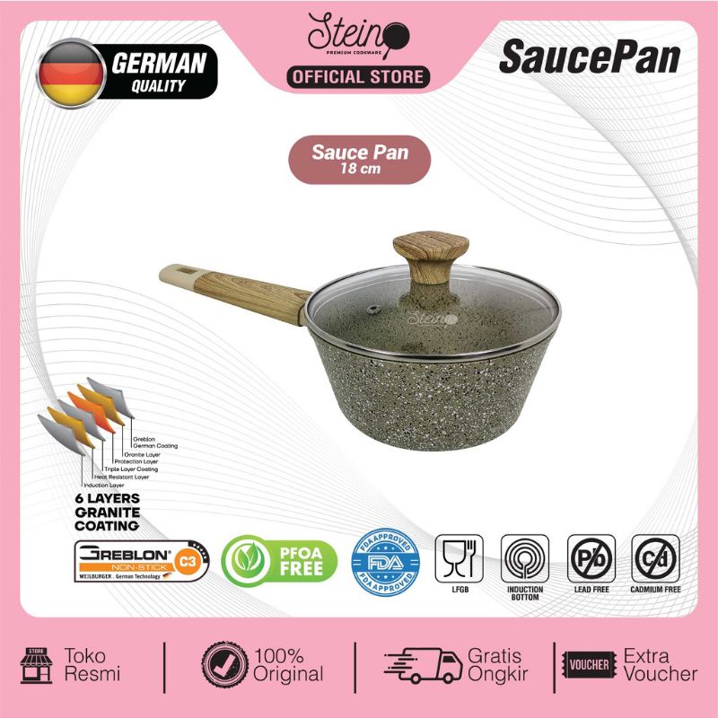 STEIN STEINCOOKWARE SAUCEPAN GRANITE GERMANY 18CM 18 CM ORIGINAL ANTI GORES ANTI LENGKET