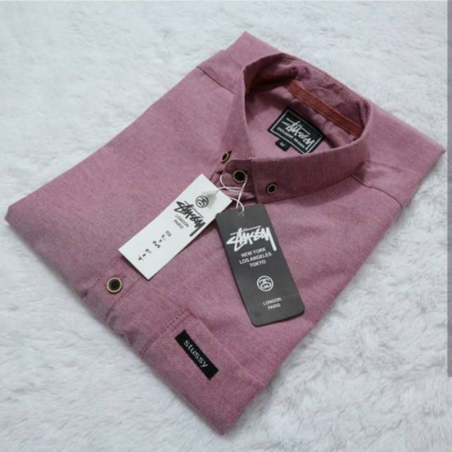 Kemeja Pendek Pria Polos Casual Slimfit Oxford Katun Premium Merah Biru Muda