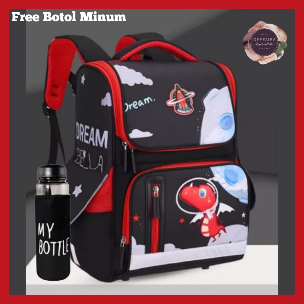 Tas Ransel Sekolah Anak Laki Laki Model Astr0Tirex NM1 Free Botol Untuk Anak Tk Dan Sd