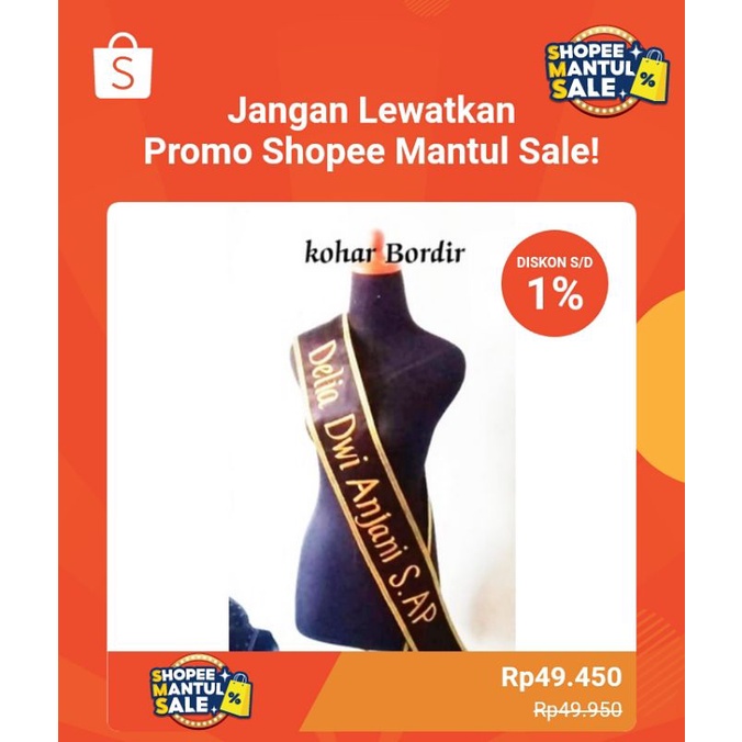 bordir nama selempang/wisuda/sash