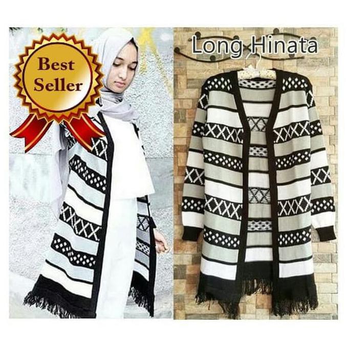 [BAYAR DI TEMPAT] LONG HINATA CARDIGAN / BAJU RAJUT WANITA/ JAKET ATASAN WANITA BERHIJAB - LONG