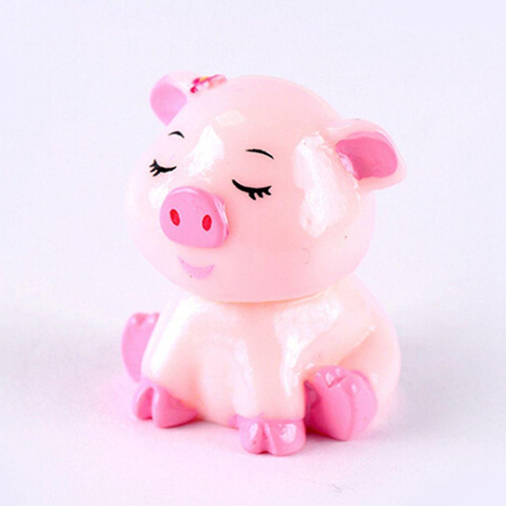 【 ELEGANT 】 Patung Resin Animal Craft Figure Aksesoris Home Decor Dekorasi Keluarga Babi Lucu