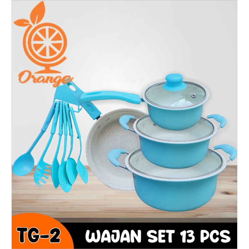 Panci Set lengkap Wajan Penggorengan Teflon Warna Cookware Frypan Sauce