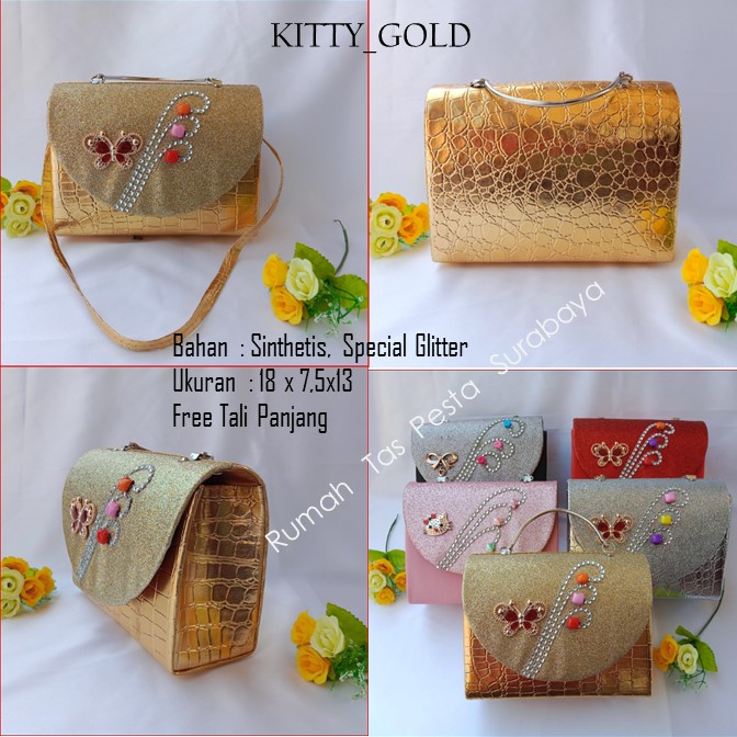 Tas Gliter,Tas Cantik,Tas Elegant,KITTY_GOLD