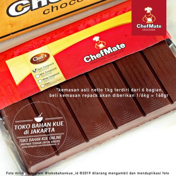 

Chefmate DARK Chocolate Compound 166gr Dark Coklat Baking Bahan Cake