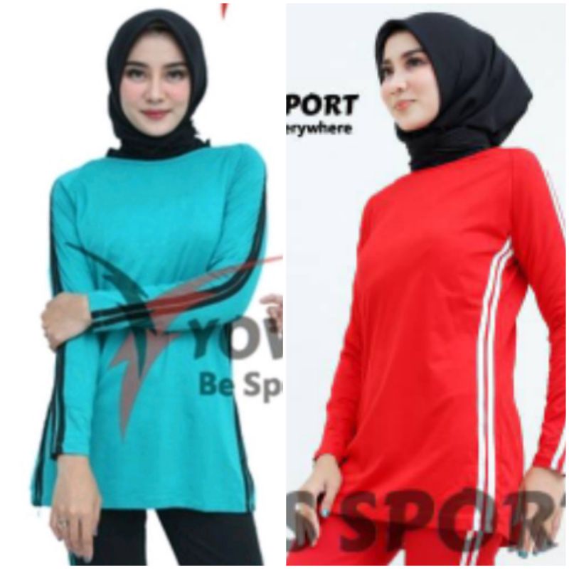 kaos atasan senam lengan panjang