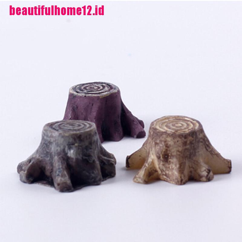 【beautifulhome12.id】Newest Miniature Tree Stump Dollhouse Ornament Fairy Craft Bonsai Garden Decor