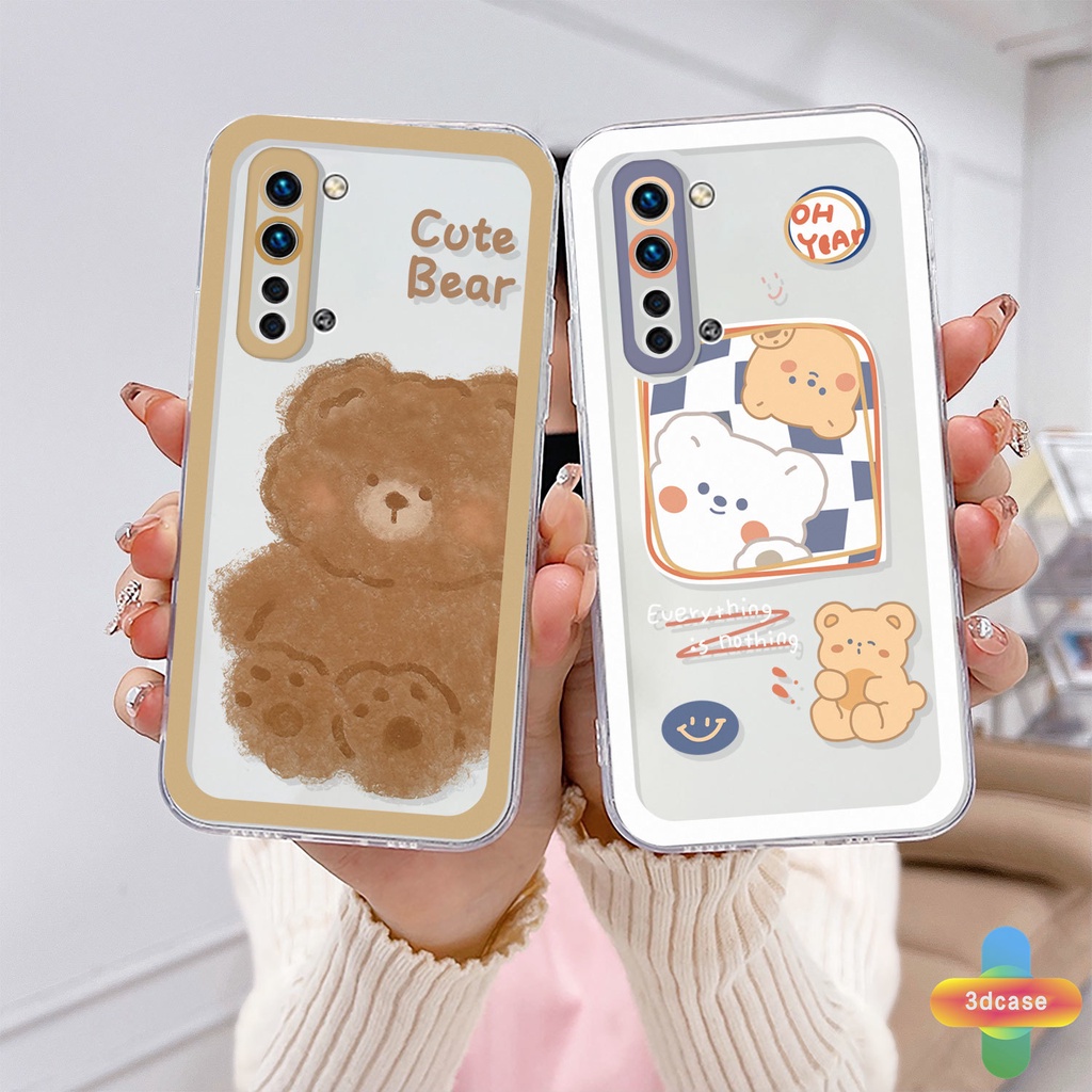 Casing Soft Case Realme C11 2021 C21Y C31 C35 C15 C21 C25 C20 C3 C12 C2 C25S 5S 5 5S 5i C17 7i C1 C25Y C2 C3i 6i C20A realme Narzo 20 10 10A 20A 30A A7 A5S A15 A16 Y12 Y20 Y15S A03 Couple Cute Bear Camera Protection Case