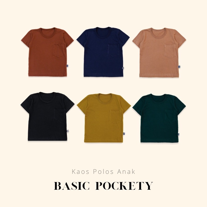 Tshirt Kaos Polos Anak Pocket Kantong
