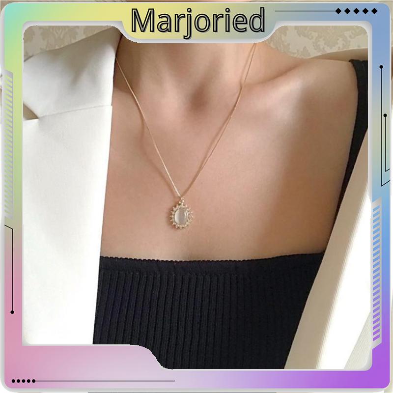 Retro Light Luxury Opal Kalung Wanita All-Match Hadiah Ulang Tahun Sederhana-MJD