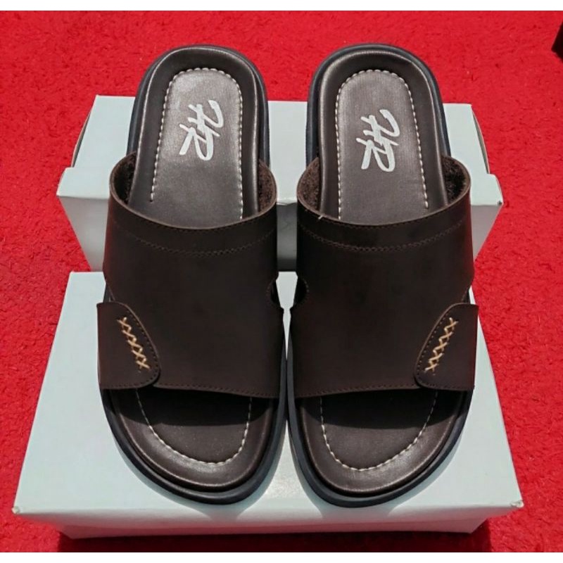 Sandal Kulit H93 Black Size 38-44 Sendal Kokop Pria Bapak2 Awet Kasual Sendal Empuk Coklat, 42