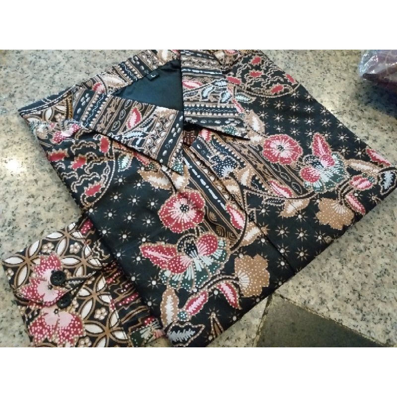 BATIK HITAM KEKINIAN BAJU kemeja batik pria lengan panjang PENDEK modern PREMIUM BSO OFFICIAL