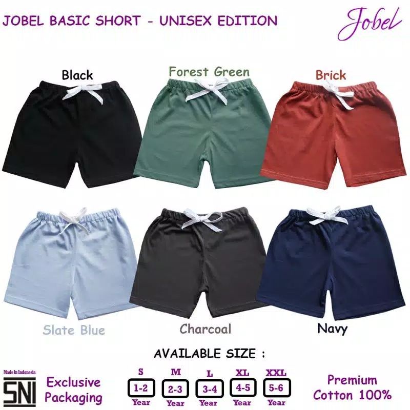 Jobel Basic Short Unisex - Celana Pendek Anak 1 2 3 4 5 tahun