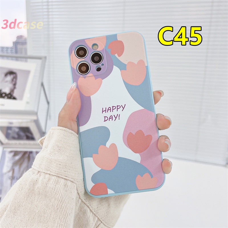 Fashion Contrasting Flowers Silicone Case OPPO Reno 5 4 5F 4F A54 A15 A5S A3S A16 A95 A7 A5 A9 A31 A53 2020 A12 A1K A74 A15S A52 A11K A92 A35 A11 A93 A32 A72 A94 A53S F17 PRO A16S A12S A12E A33 Y20 Y12 5 5i C3 C25 C12 A12