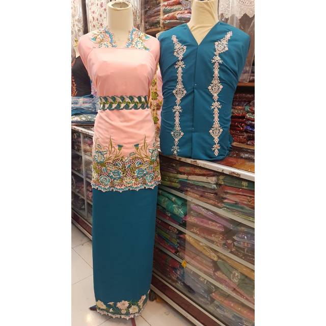 Bahan baju kurung bordir couple plus bahan celana papa