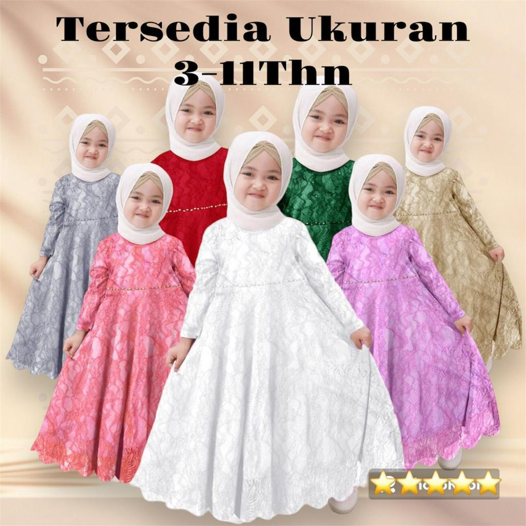 Gamis anak perempuan Jessy 3-11tahun / gamis anak warna putih / gamis putih anak perempuan / gamis p