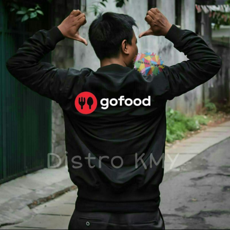 JAKET BOMBER DRIVER HITAM GO-FOOD SIMPLE KEREN