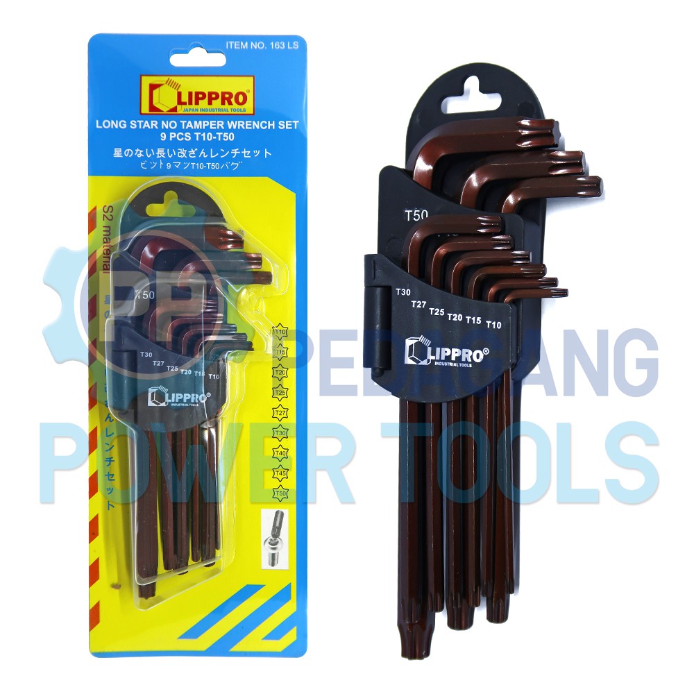 LIPPRO KUNCI L SET 9 PCS PANJANG BINTANG LONG STAR HEX KEY 163LS