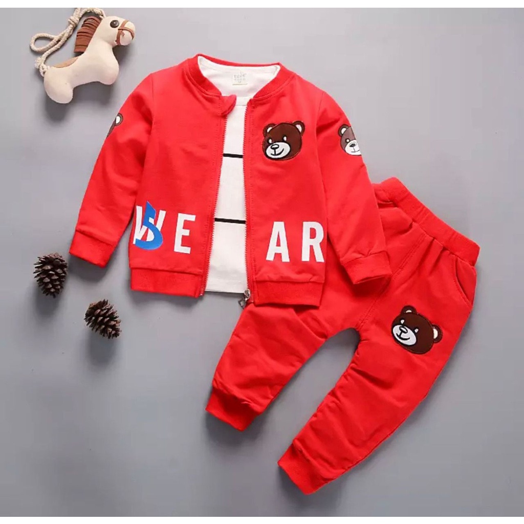 PROMO SETELAN SWEATER ANAK 1-5 TAHUN MOTIF 3IN1 BEAR SETELAN 3IN1 ANAK LAKI LAKI SETELAN 3IN1 ANAK PEREMPUAN TERBARU