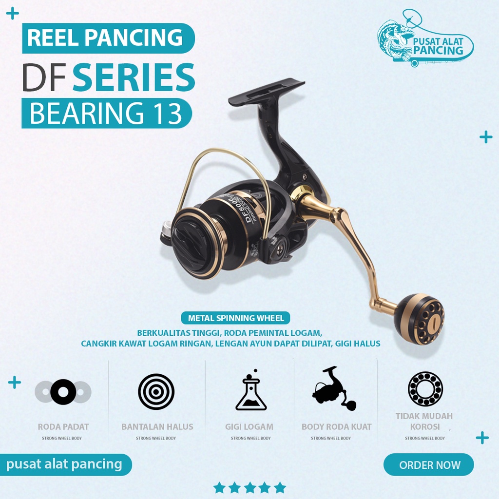 Reel Pancing Lizard Gulungan Pancing DF1000 Maks Tarik 10Kg Kumparan Logam Berputar Jigging Reel Spinning