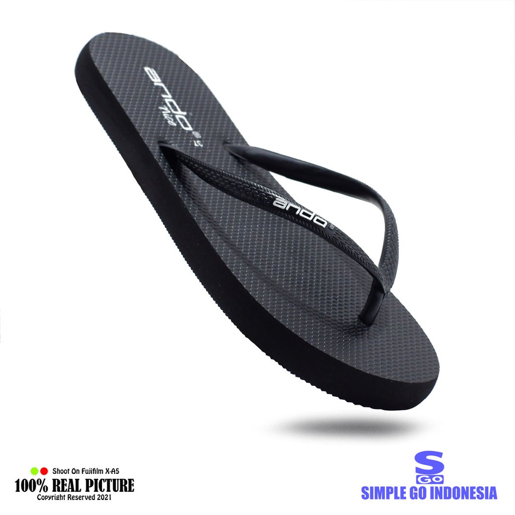 Ando Nice - Sandal rumah karet tali jepit wanita original | Sendal japit cewek perempuan lentur model flip flop tahan air cocok untuk ke pantai 36-40