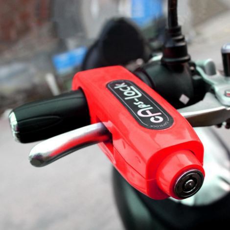 KUNCI STANG PENGAMAN REM TANGAN GEMBOK ANTI MALING MOTOR GRIP LOCK-MERAH
