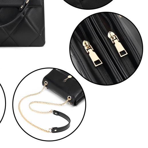 ♧ Bostanten Tas Wanita Tas Selempang Kompartemen Ganda Tas Motif Gantungan Tas Tali Rantai ➫
