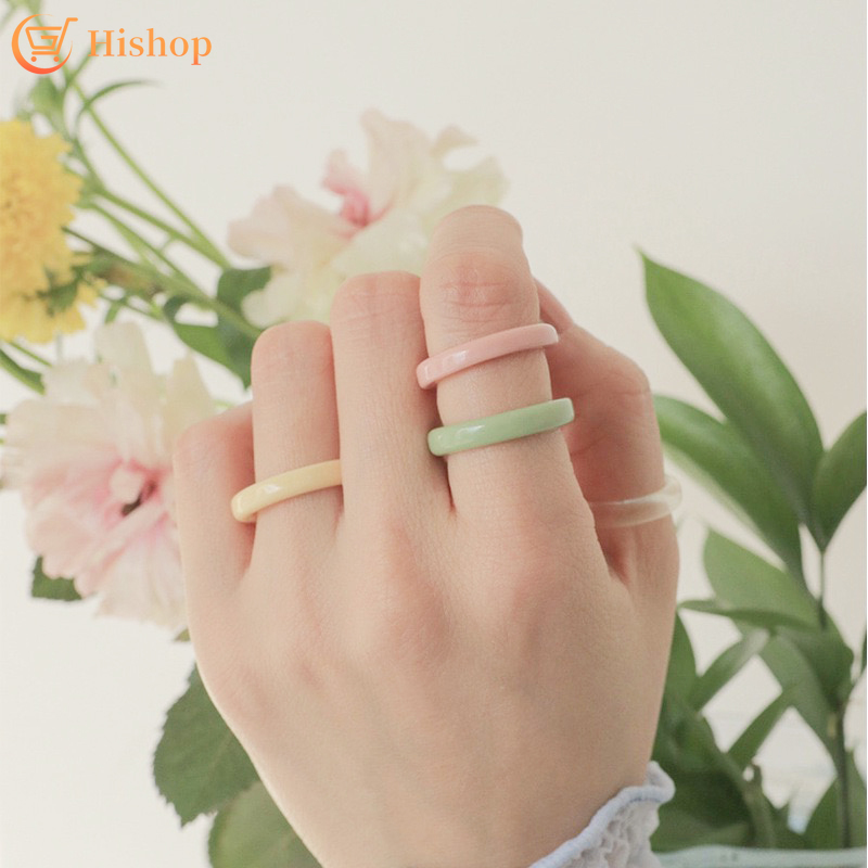 Korean Trend Jelly Ring Resin Elegant Simple Colorful Thin Ring Fashion Accessories Gift