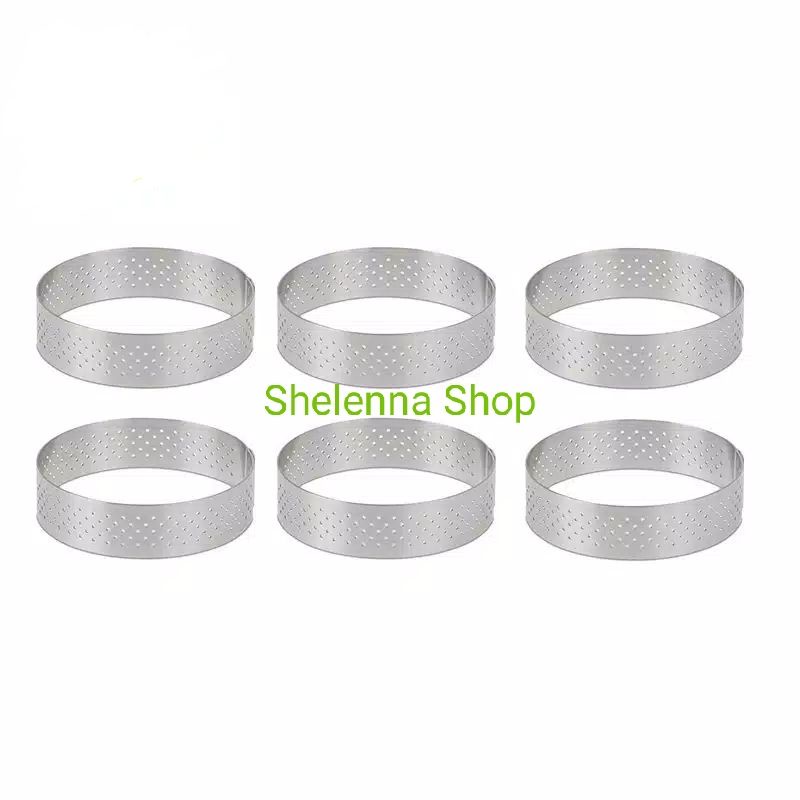 Ring Cetakan Adonan Kue Pie Bentuk Bundar Bahan Stainless Steel isi 6pc