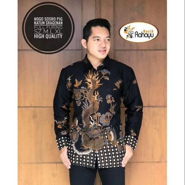NOGO SOSRO Kemeja Batik Pria Katun Asli Halus Lengan Panjang Pria Full Furing Murah ORI