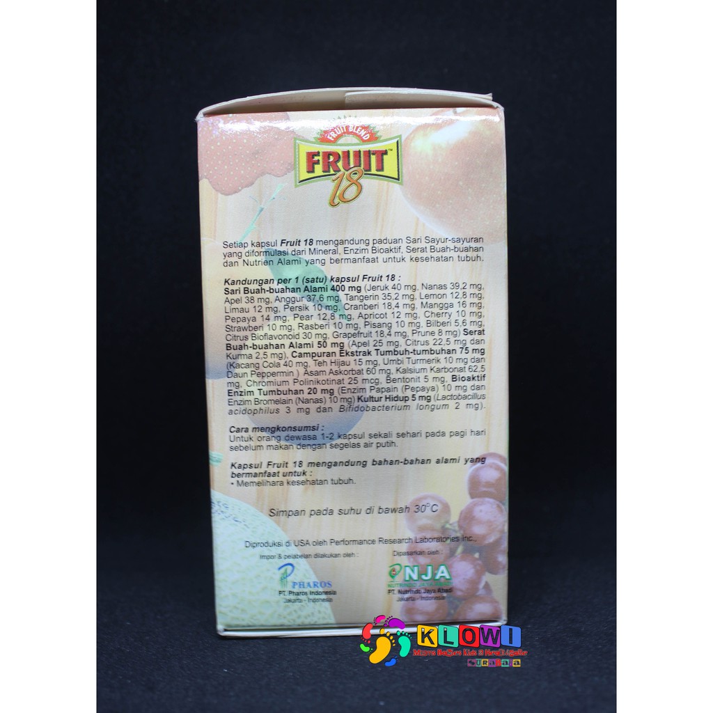 Fruit 18 Adult 30 Kapsul / Fruit Blend Dewasa / Daya Tahan Tubuh / Pelancar BAB / Fruitblend