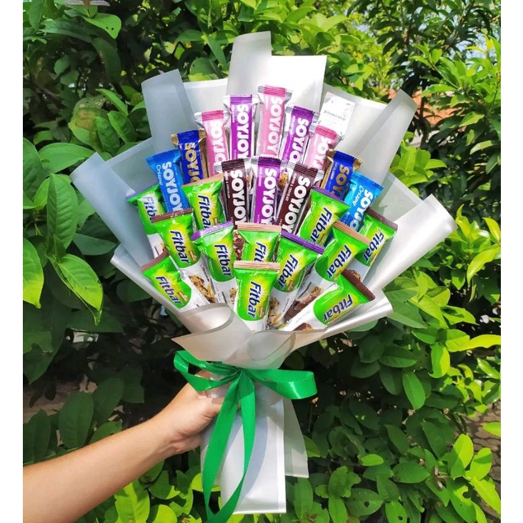 BUKET SOYJOY FITBAR SNACK SEHAT CANTIK KERTAS CELLOPHANE