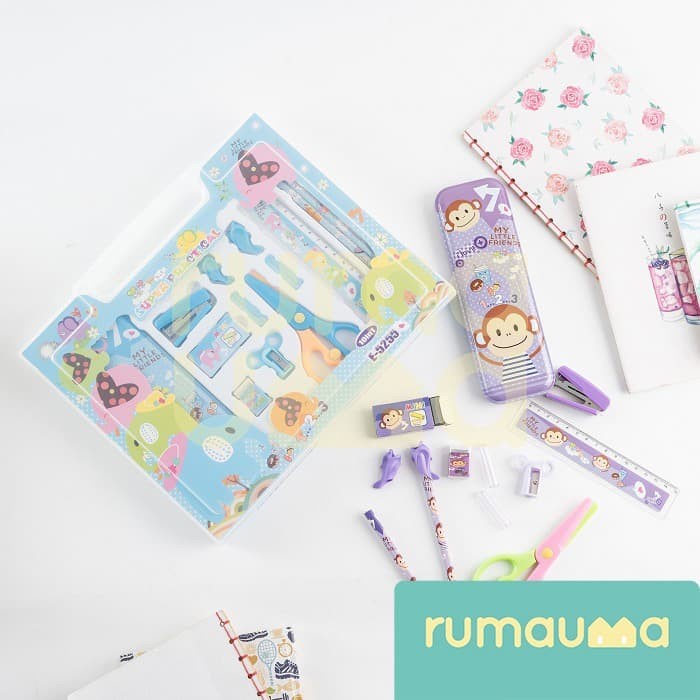 

(TERLARIS) RUMAUMA Set Stationery Super Practical Blue - Perlengkapan Alat Tulis